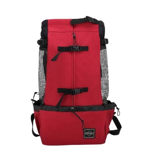 Dog back pack carrier red