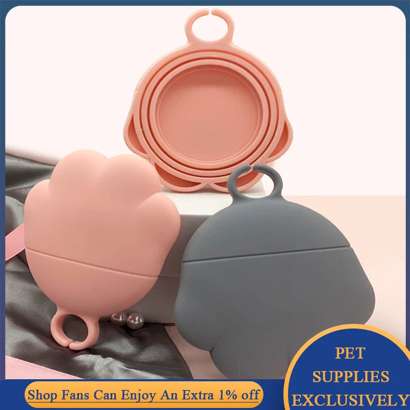 Portable Silicone Cat Canned Lid Dogs Storage Tin Cap Food Sealer Spoon Can Opener Fresh-keeping Lids Bowl Dog Treat Accessories