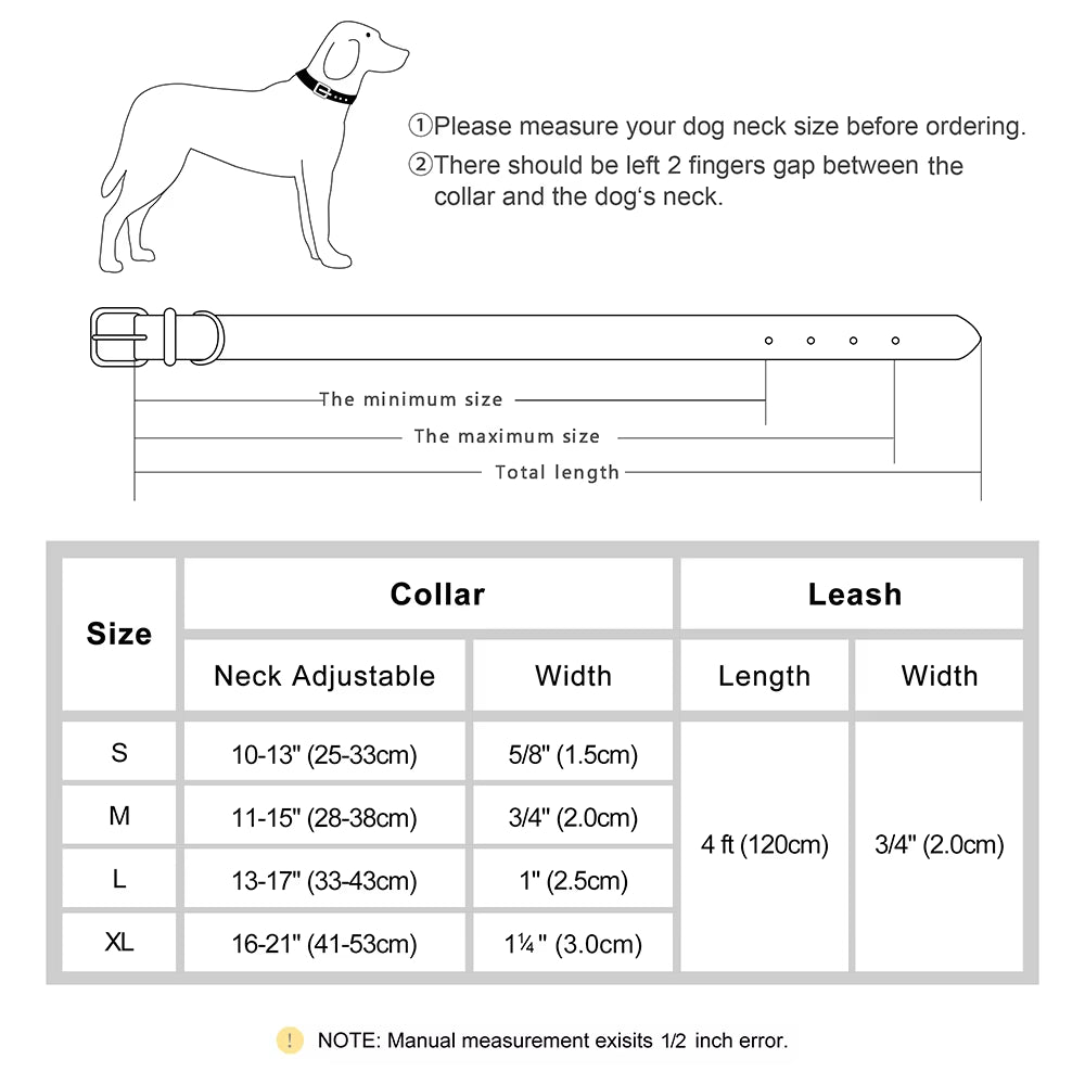 Soft Padded Dog Collar Leash Set PU Leather Pet Dog Collars Necklace with Walking Lead Rope Adjustable for Small Medium Dogs Pug
