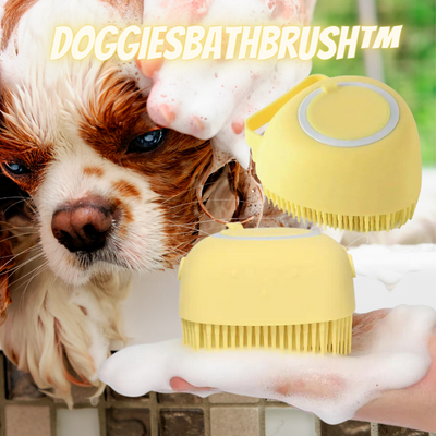 dog bath brush yellow