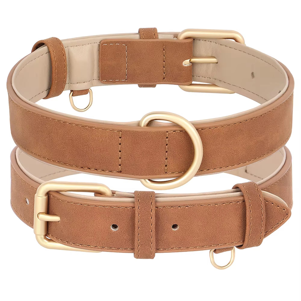 Soft Padded Dog Collar Leash Set PU Leather Pet Dog Collars Necklace with Walking Lead Rope Adjustable for Small Medium Dogs Pug