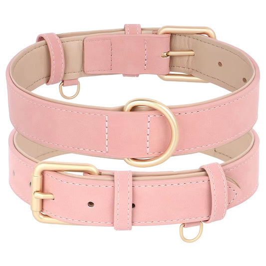Soft Padded Dog Collar Leash Set PU Leather Pet Dog Collars Necklace with Walking Lead Rope Adjustable for Small Medium Dogs Pug