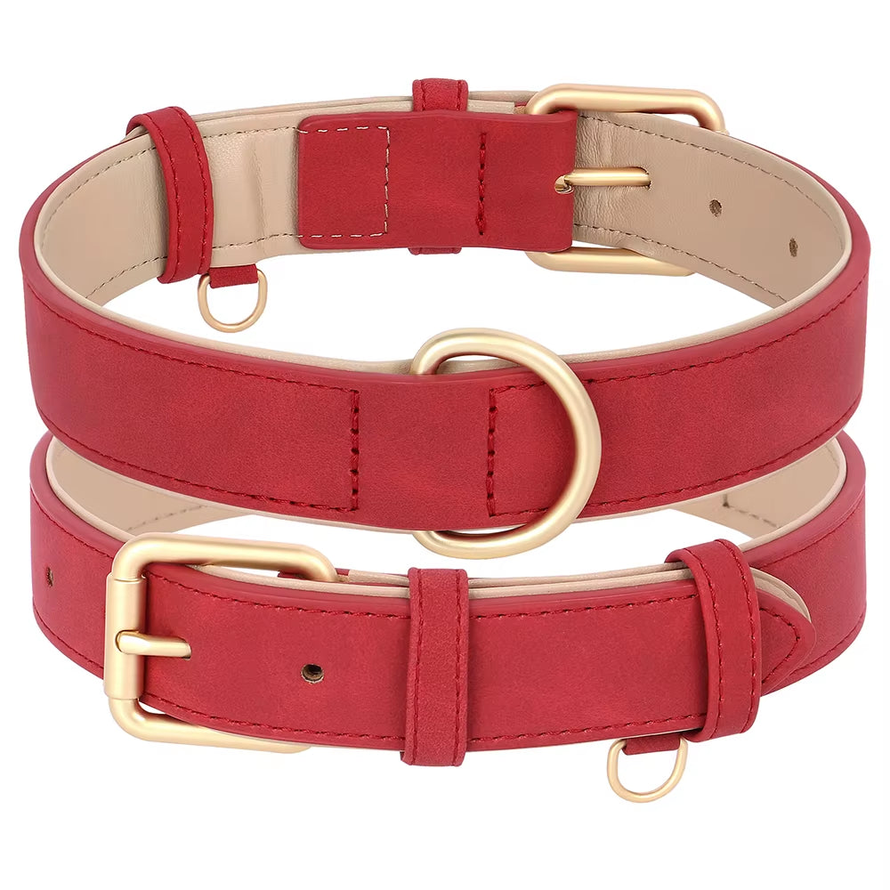 Soft Padded Dog Collar Leash Set PU Leather Pet Dog Collars Necklace with Walking Lead Rope Adjustable for Small Medium Dogs Pug